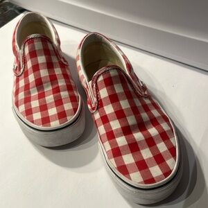 Vans Slip-On Picnic Red & White Checkerboard Skate Shoes preowned size 6 women